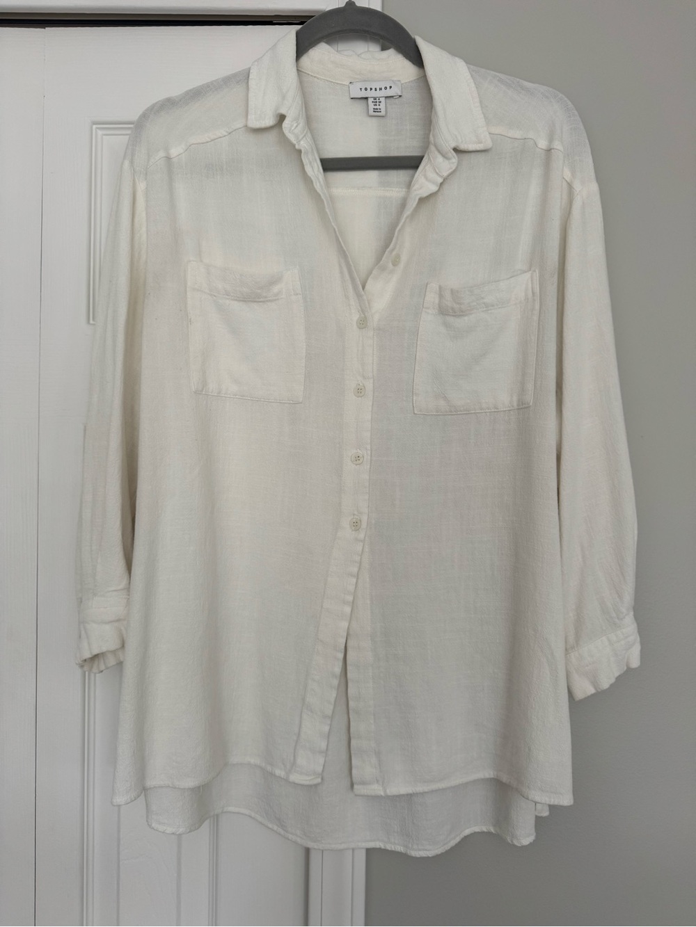 Topshop Cream Oversized Button-Down Shirt